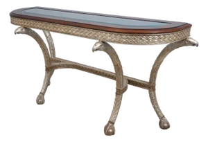 Eagle Carved Regency Style Glass Top Sofa Console Table
