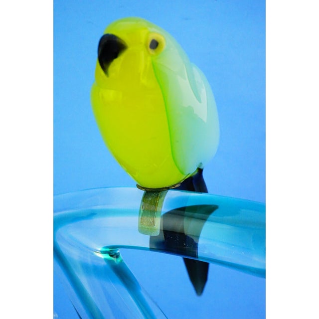 20th Century Sculpture of Parrot on Branch in Opaline Murano Glass attributed to Seguso Glassworks, Set of 2 For Sale - Image 17 of 18