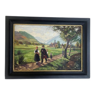 Vintage Oil on Board Signed by Artist For Sale