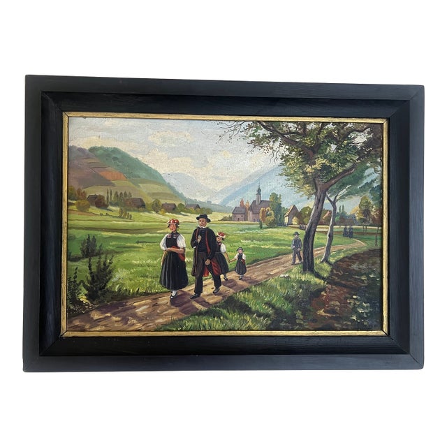 Vintage Oil on Board Signed by Artist For Sale