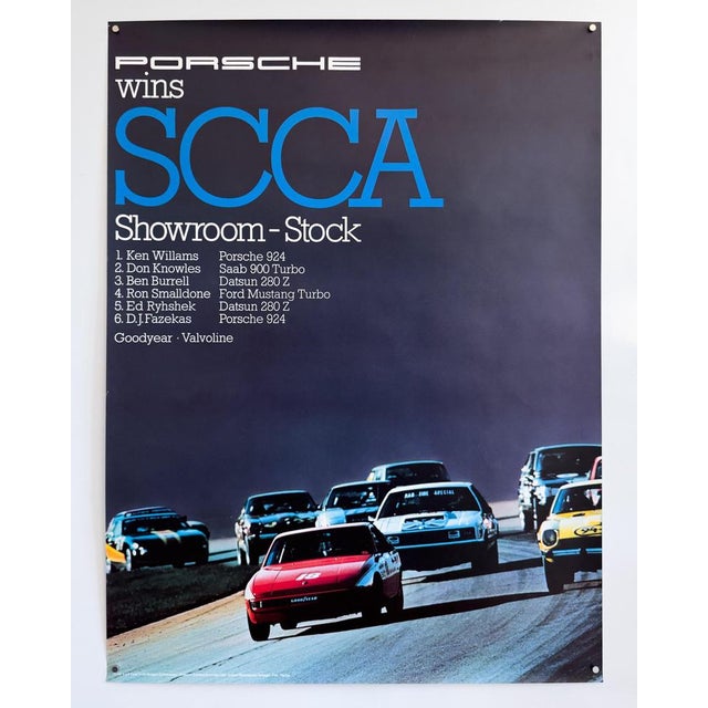Porsche Wins Scca Showroom Stock Original Porsche Poster by Advertising Agency Strenger, 1980 For Sale - Image 9 of 10