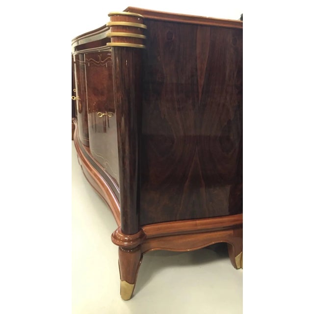 Wood French Art Deco Six-Door Buffet in the Style of Jules Leleu For Sale - Image 7 of 11
