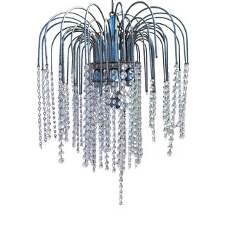 Vintage Chandelier in Metal and Glass Drops For Sale