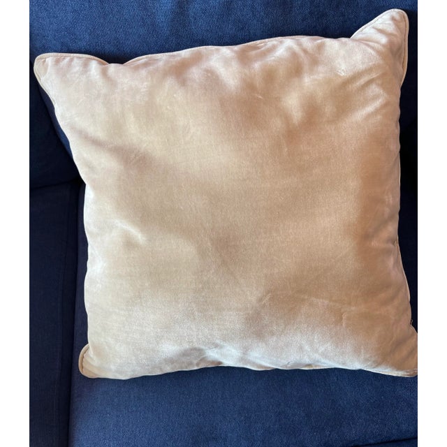 2010s Contemporary Cream Velveteen Pillow For Sale - Image 5 of 8
