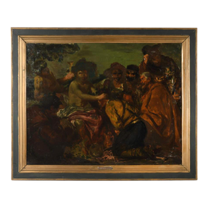 Antique Framed "The Triumph of Bacchus" After Diego Velázquez Oil on Canvas