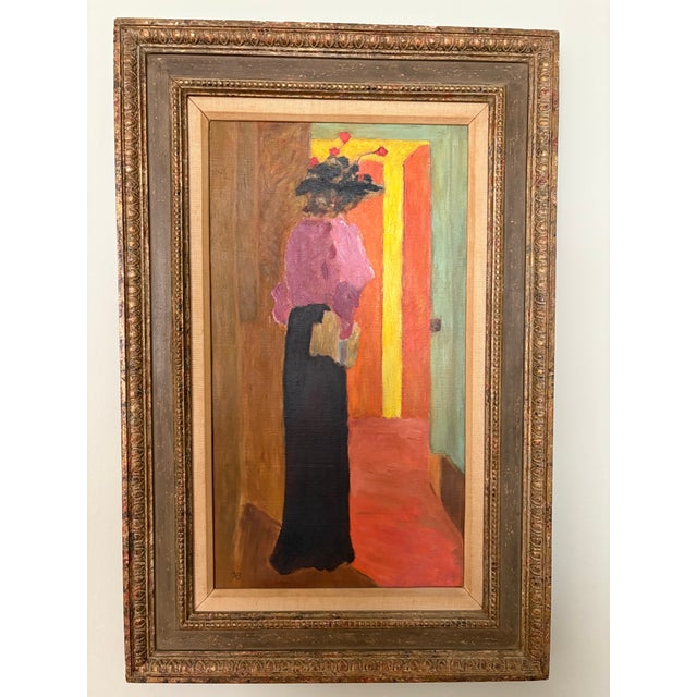 An antique oil painting in the original period House of Heydenryk frame.. Painted in the manner of Édouard Vuillard...