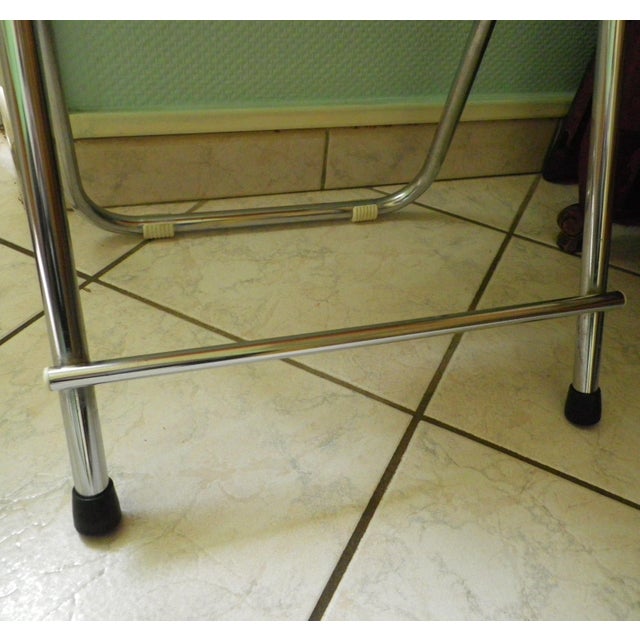 Folding Occasional Stool in Chromed Metal with Orange Imitation Leather Seat, France, 1970s For Sale - Image 6 of 12