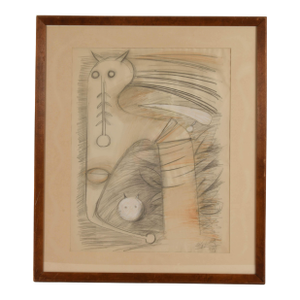 Framed Signed Roberto Matta "Untitled" Mix Media