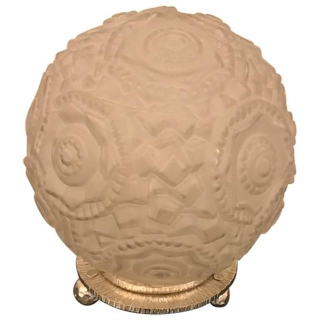 French Art Deco Round Geometric Table Lamp by Sabino For Sale - Image 13 of 13