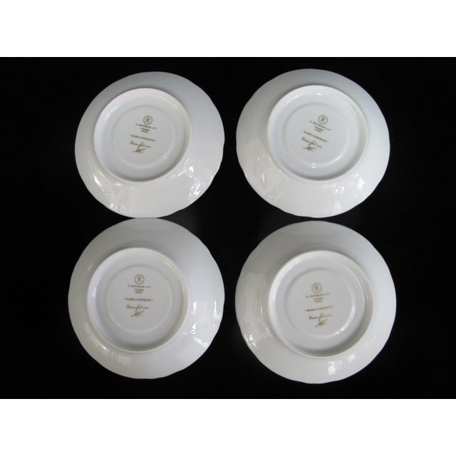 Ceramic Mid 20th Century Limoges a Raynaud Marie Antoinette White Gilt Footed Cup & Saucer - Set of 4 For Sale - Image 7 of 8