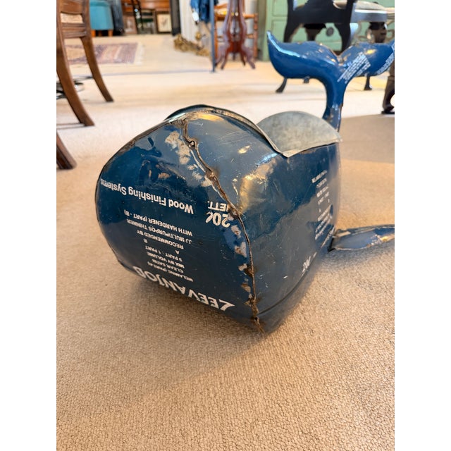 Metal Vintage Artist Made Upcycled Metal Whale Drink Cooler/Ice Bucket For Sale - Image 7 of 8