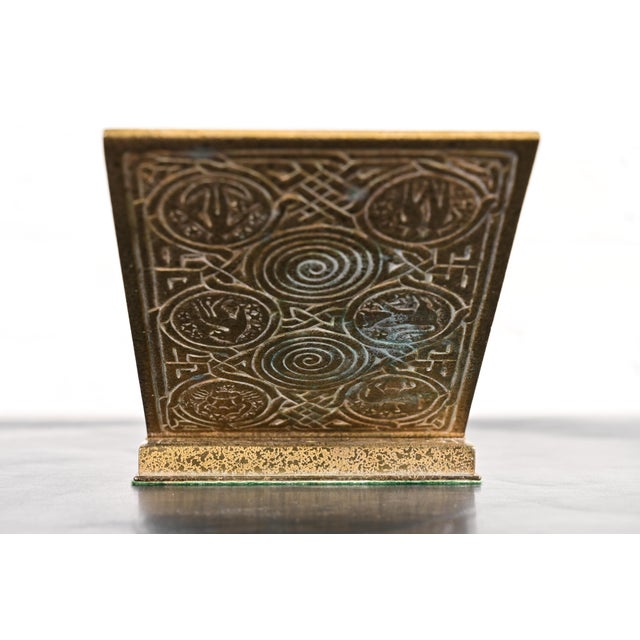 Tiffany Studios New York Zodiac Bronze Doré Notepad Holder For Sale - Image 9 of 15