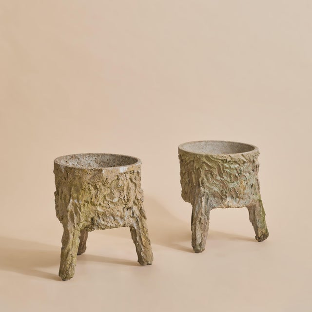 French Faux Bois Concrete Footed Planter, 1940s - 2 Available For Sale - Image 4 of 9