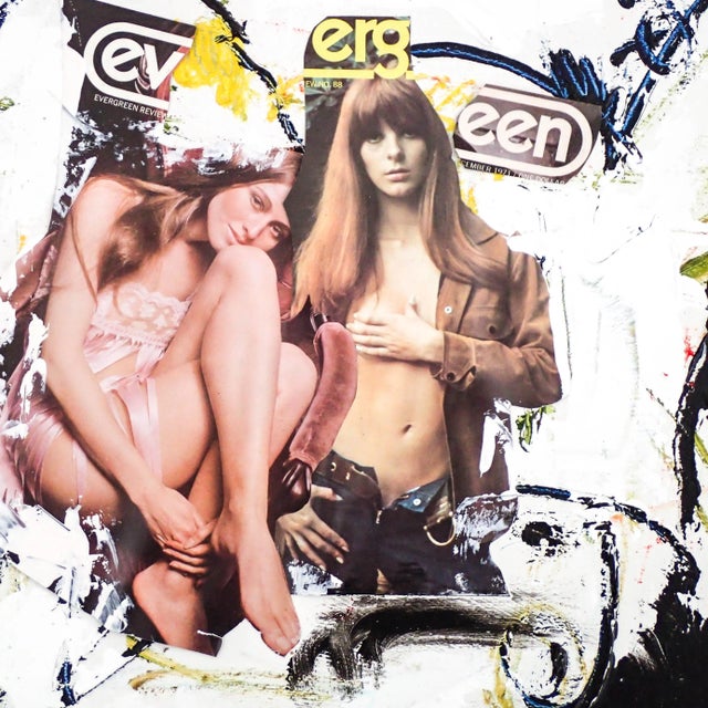 1960s Vintage "Evergreen" Oil Painting/Collage on Composite Board by E. Sulander For Sale