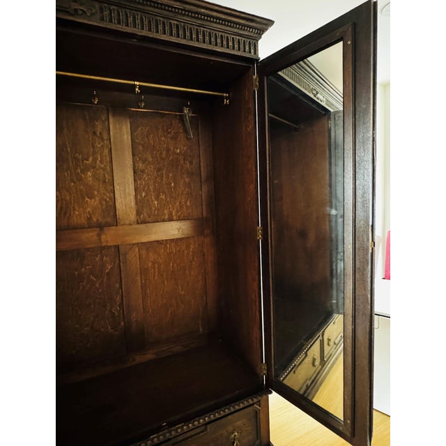 Antique English Oak Wardrobe For Sale - Image 4 of 10