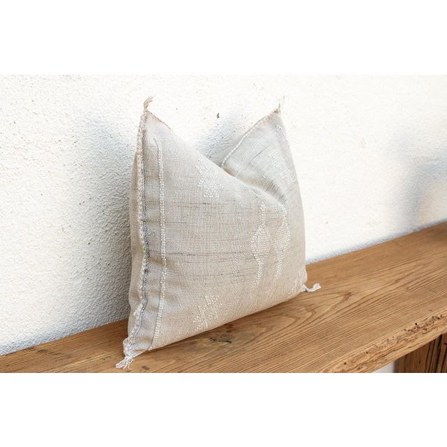 Moroccan Linen Chevron Cactus Silk Moroccan Pillow For Sale - Image 3 of 8