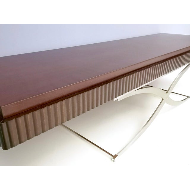 Brown Side Table with Wooden Top and Steel Frame by Italo900, Italy For Sale - Image 8 of 14