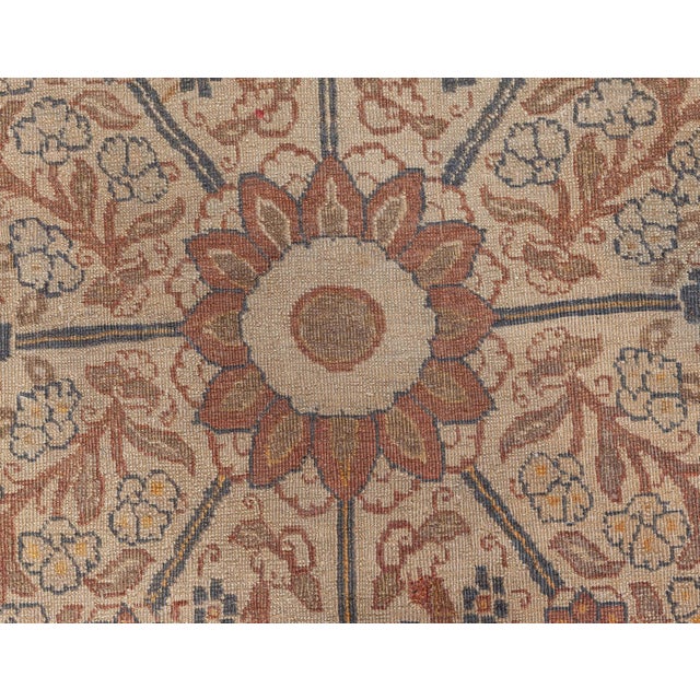 Early 20th Century Persian Tabriz Floral Beige, Sepia & Brown Handmade Wool Rug For Sale In New York - Image 6 of 7