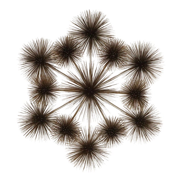 Large Brutalist "Pom Pom" Brass Wall Sculture by Curtis Jere Signed and Dated For Sale