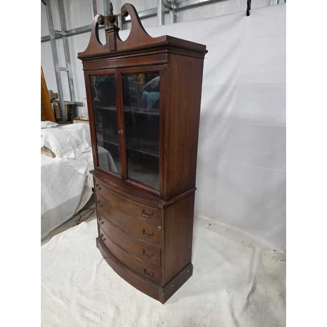 Vintage Curved Front China Cabinet / Secretary Cabinet For Sale - Image 12 of 15