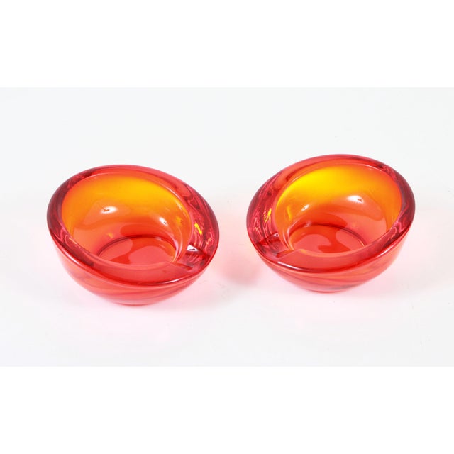 Mid Century Modern Viking Glass Orange Orb Ashtrays a Pair Chairish