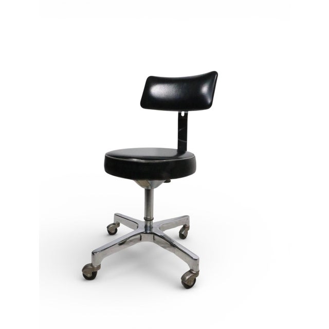 Mid 20th Century Industrial Chrome and Black Swivel Work Stool Chair by Adjusto For Sale In New York - Image 6 of 12