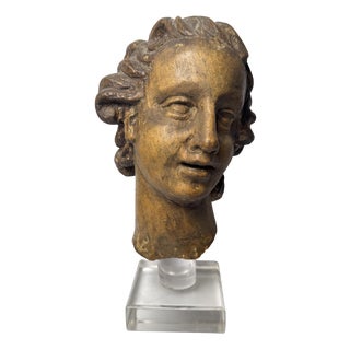 Genovese Artist, Sculpture Depicting the Head of an Angel, 17th Century, Wood For Sale