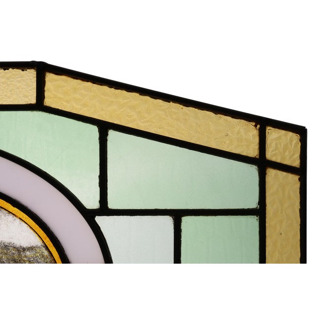 Art Deco Stained Glass Panel Depicting Early Football Scene, Belgium, 1910s For Sale - Image 4 of 11