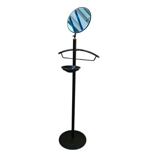Modern Black Metal Valet Stand with Mirror and Pocket Tray, 1990 For Sale