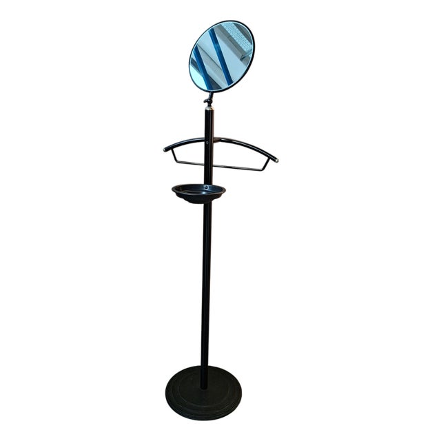 Modern Black Metal Valet Stand with Mirror and Pocket Tray, 1990 For Sale