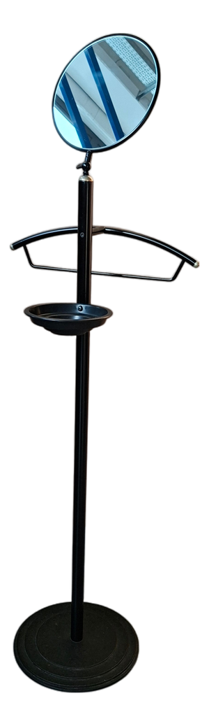 Modern Black Metal Valet Stand with Mirror and Pocket Tray, 1990
