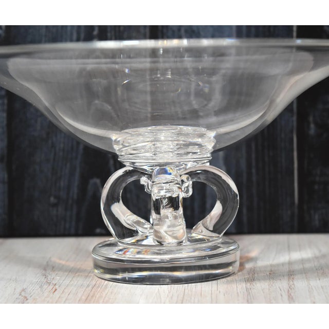 1950s #7884 Steuben Scrolled Footed Tazza Pedestal Glass Bowl Mid Century Modern For Sale - Image 4 of 17