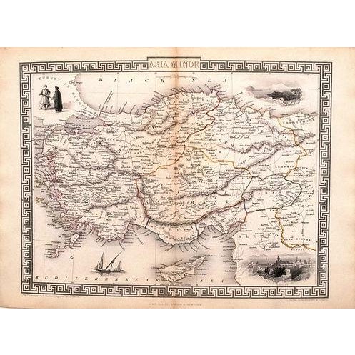This is an ornate and highly decorative map of Asia Minor, mostly of Turkey in Asia, filled with detail. There is also...