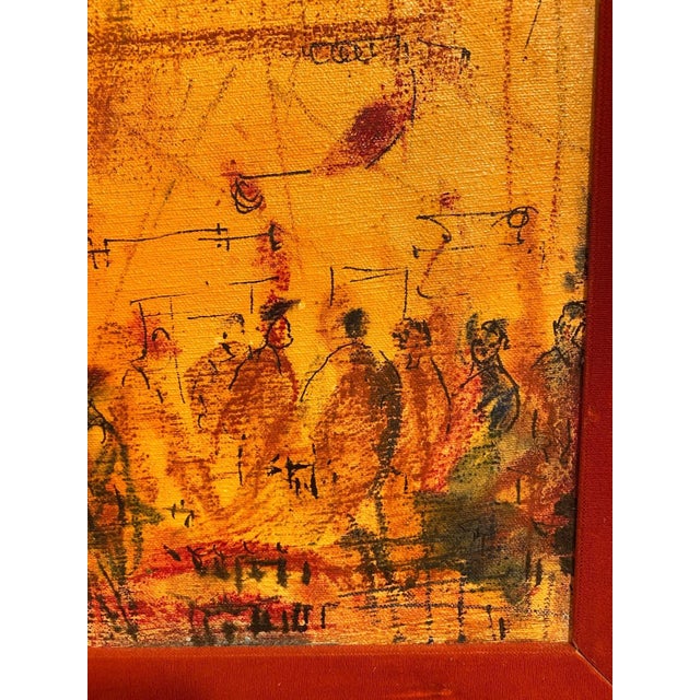 1960s Pascal Cucaro Original Oil Painting Crowd Scene San Francisco Bay Area Art Decor For Sale - Image 5 of 10