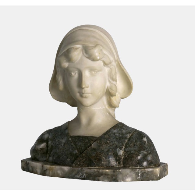 Bust of a Young Woman, 1900, Faux Marble For Sale - Image 4 of 7