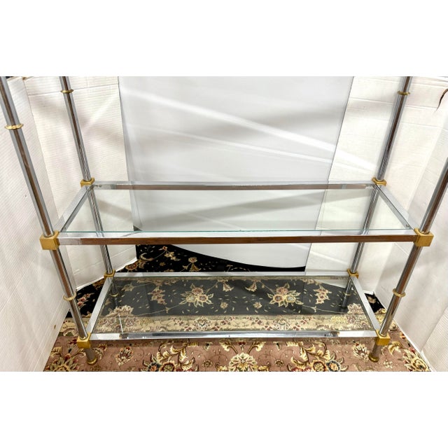 Vintage Mid Century Chrome and Brass Etagere For Sale - Image 4 of 8