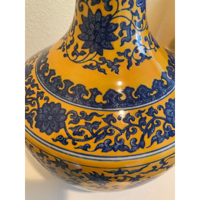 Vintage Chinese Porcelain Mustard-Yellow Glazed Vase For Sale - Image 10 of 12