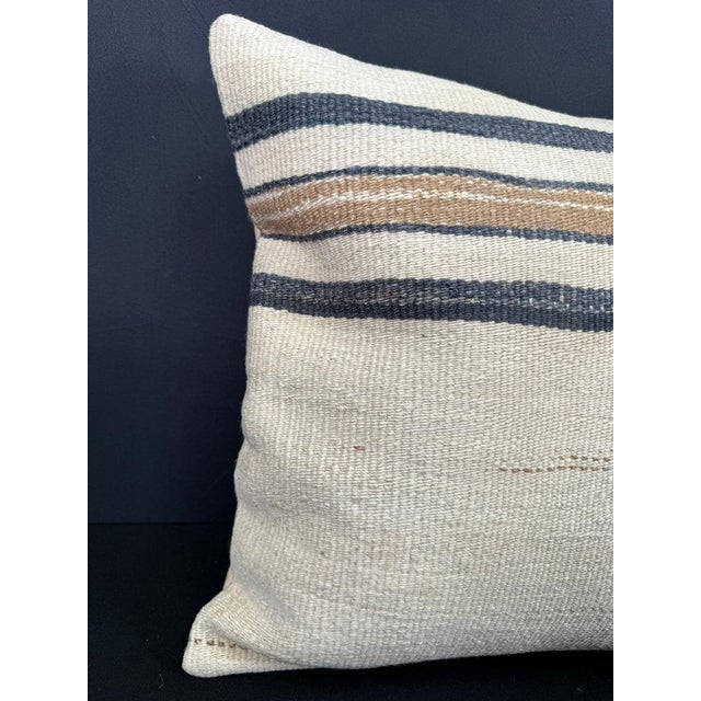 Turkish Hemp Pillow Cushion Natural Beige Blue Cushion Cover 20"x20" #30679 Enhance your home decor with our Kilim Pillow...