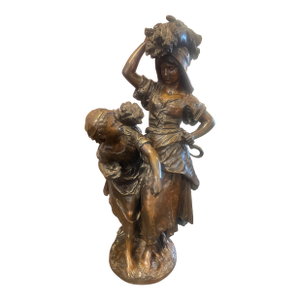 Antique Bronze by Mathurin Moreau Entitled “Return From the Harvest” Foundry Mark