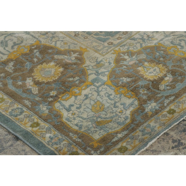 Army Green Oversized Antique 20th Century Indo-Persian Rug With Floral Vinery - Rug & Kilim For Sale - Image 8 of 11