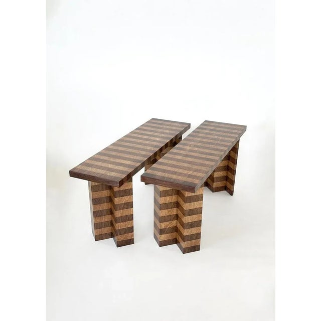 Striped Oak Single Bench by Goons Dimensions: D 120 x W 35 x H 55 cm. Materials: Oak.