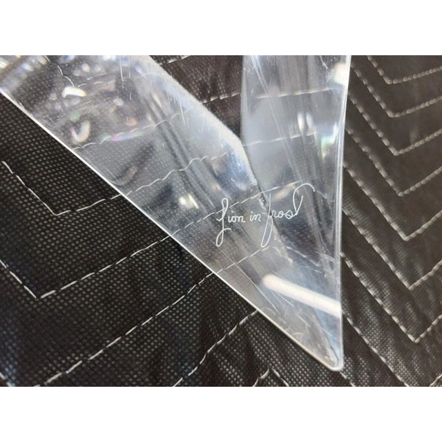 Transparent Signed Butterfly Lucite Brass & Glass Coffee Table by Lion in Frost For Sale - Image 8 of 9