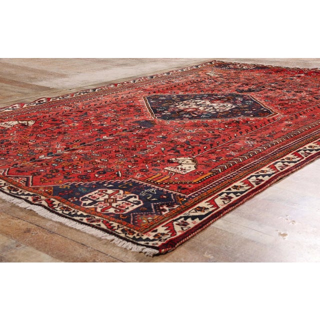 Red Antique Persian Qashqai Rug, 06'01 X 09'01 For Sale - Image 8 of 10