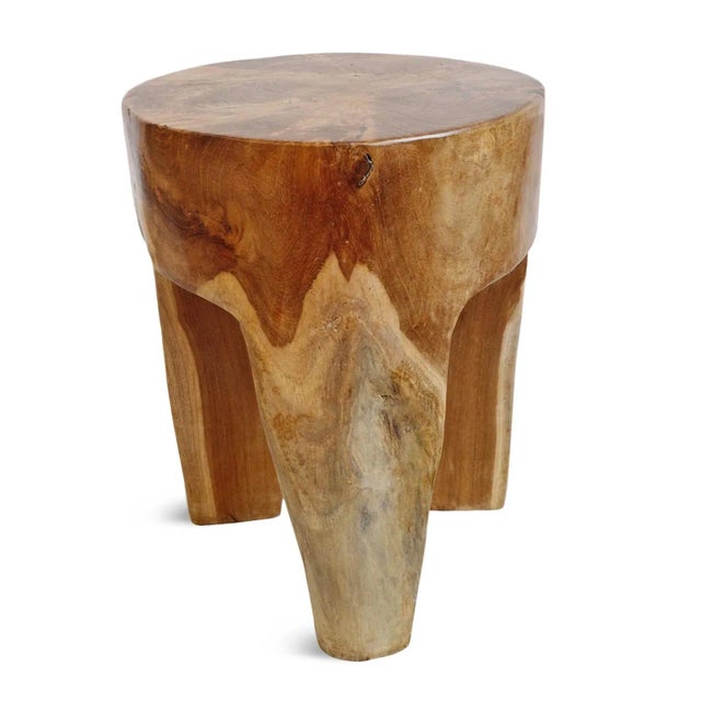 Organic Teak Root 3 Leg Stool For Sale - Image 4 of 10