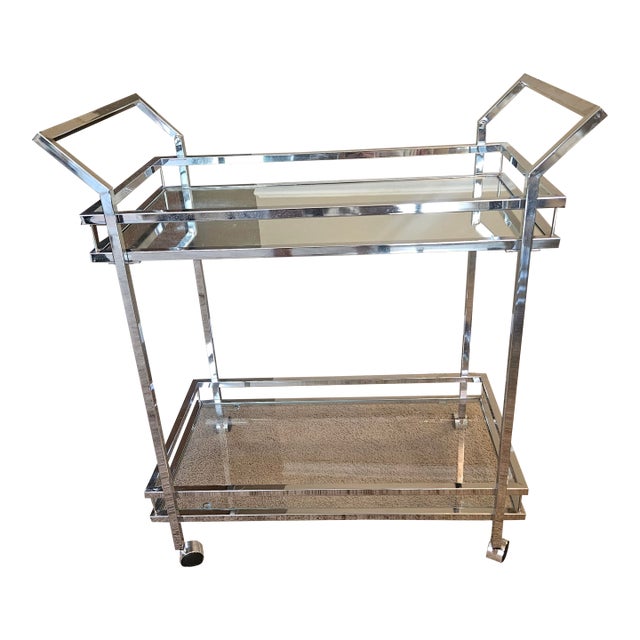 Vintage Chrome Bar Cart For Sale
