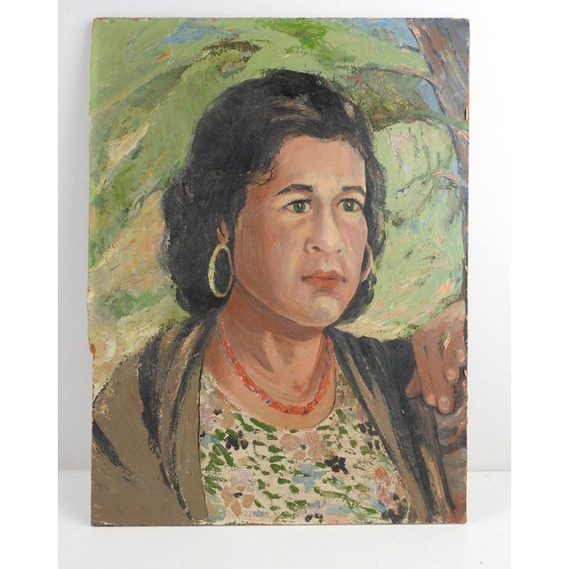 Portraiture Mid 20th Century Portrait Painting of Woman in Landscape For Sale - Image 3 of 3