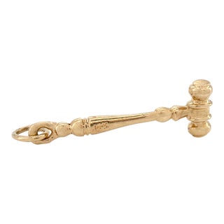 Vintage 14k Gold Judge Gavel Charm, Lawyer Pendant For Sale