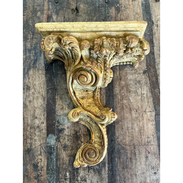 This exquisite vintage wall bracket exudes timeless Rococo elegance through its intricate sculptural details and dramatic...