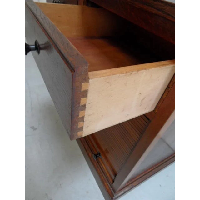 Vintage Dutch Oak Filing Cabinet with Roller Shutter, 1920s For Sale - Image 4 of 9