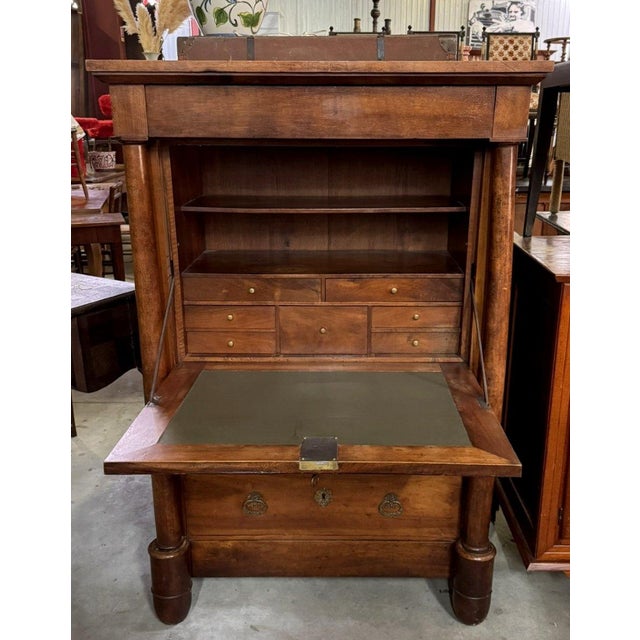 Traditional Empire Walnut Secretary Desk For Sale - Image 3 of 9